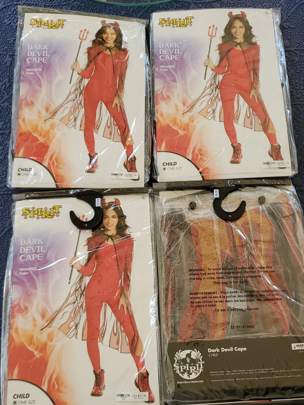 X4 LOT DEAL - Spirit Dark Devil Cape - Child Red Cape Costume